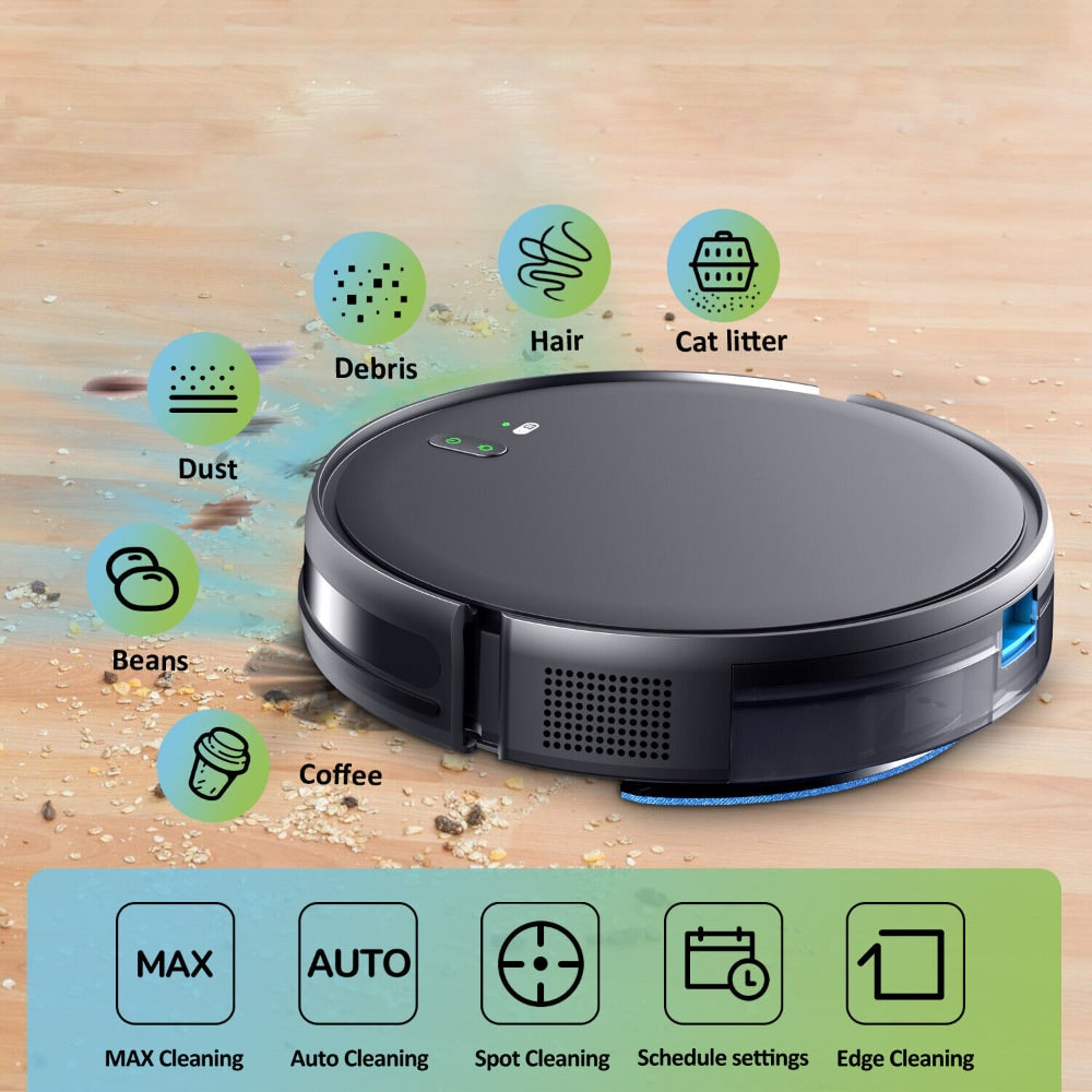 Aspirapolvere e lavapavimenti robotico con base di ricarica