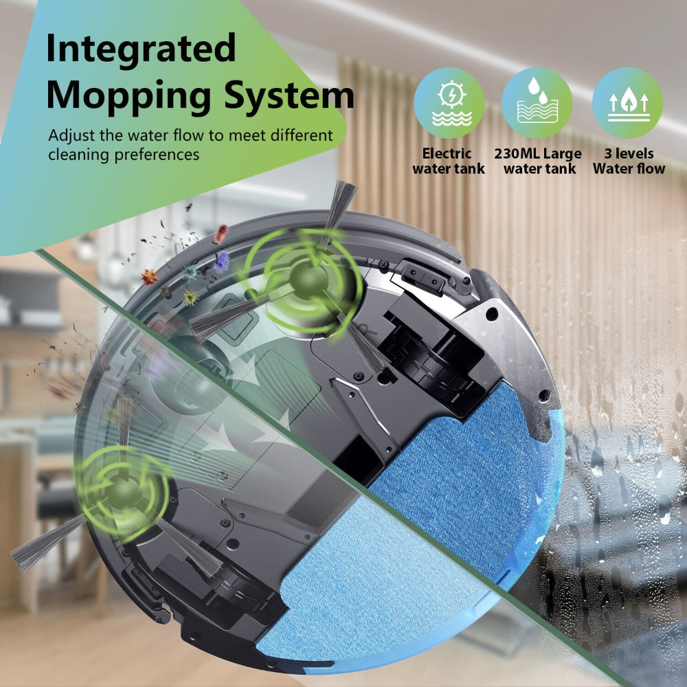 Aspirapolvere e lavapavimenti robotico con base di ricarica