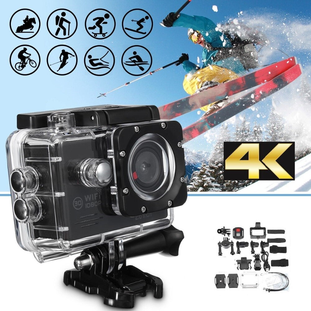 Videocamera d’azione 4K Ultra HD, impermeabile, WiFi