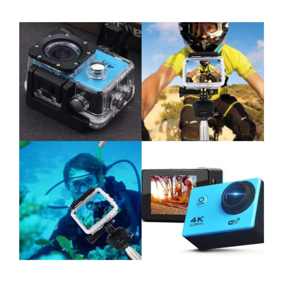 Videocamera d’azione 4K Ultra HD, impermeabile, WiFi
