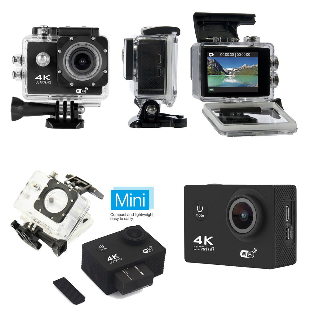 Videocamera d’azione 4K Ultra HD, impermeabile, WiFi