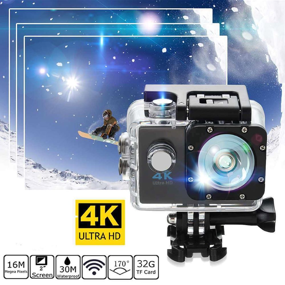 Videocamera d’azione 4K Ultra HD, impermeabile, WiFi